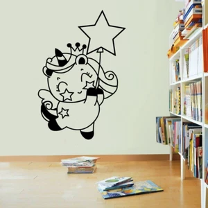 Cute Chubby Unicorn Unicorns Vinyl Wall Art Decor Sticker for Home Room Decals - Picture 1 of 5