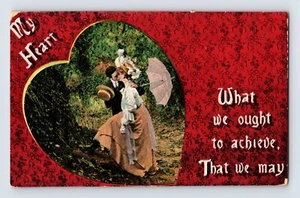 AK Valentinstag Schätzchen Kuss Romantik 1910er Jahre unbespielt geteilt hinten - Bild 1 von 2