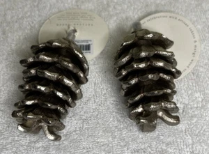 pewter pine cone Set Of 2 For Use With mango wood serveware demdaco - Picture 1 of 4