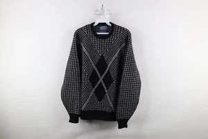 Vtg 70s Pendleton Mens L Houndstooth Diamond Heavyweight Wool Knit Sweater USA - Picture 1 of 8