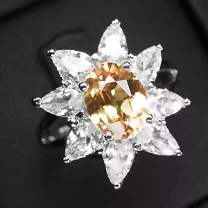 Striking Golden Yellow Sapphire 1.80Ct 925 Sterling Silver Handmade Rings Size 6 - Picture 1 of 8