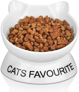 4 Oz Ceramic Pet Food Bowl Cat Food Bowls Anti Vomiting Tilted Elevated Cat Bowl - Picture 1 of 6