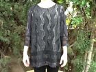 Nwt Nicola By E.K. Women's Blouse Top 3/4 Sleeve Black With Silver Sparkles Sz.L