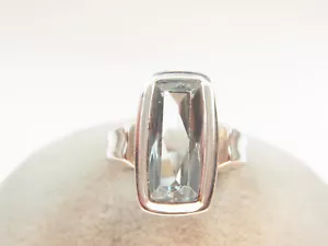 Schöner Aquamarin Ring 333 Weißgold fein verziert um 1970 - Bild 1 von 9