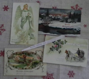 Dachbodenfund  4 Gruß - Karten Postkarten Glückwunsch + Weihnachten  1915 - 1920 - Picture 1 of 2
