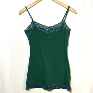 Zenana Outfitters Y2K Green Lace Trim Cami Tank Top Medium adjustable strap long - Picture 1 of 7