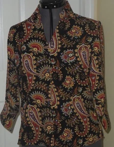 *JOANNA BLOUSE SIZE S-PS BLACK TEAL POLKA DOTS BLACK BROWN PAISLEY FLORAL - Picture 1 of 5