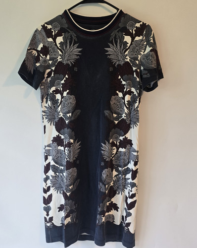 Abito T Shirt Stampato TORY BURCH Granato Imperiale Paese delle Meraviglie Vite Taglia XS