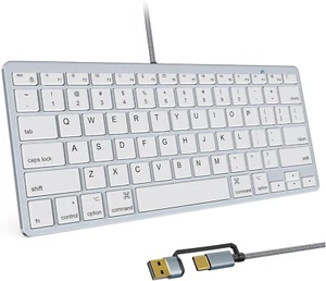 78 Tasten Kompakte Kabelgebundene Tastatur für Mac, USB A/USB C Plug-N-Play, Ultra-Slim - Bild 1 von 7
