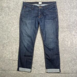 Hudson Women's Bacara Crop Straight Cuffed Jeans Size 32 Dark Wash Flood Cuff