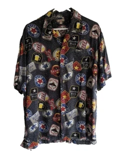 Beer Ale Button Front Shirt Pocket S/S Men's Size Large 42-44 - Picture 1 of 6