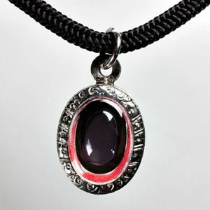 Naga Eye Leklai Lucky Stone Pendant Wealth Charm Black Oval Thai Amulet 16508 - Picture 1 of 8