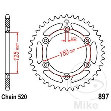 JT Rear Sprocket 52T 520P JTR897.52 Steel KTM EGS 125 2T 1994