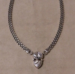 Collar de plata de ley con piedras grandes de cristal + - Imagen 1 de 5
