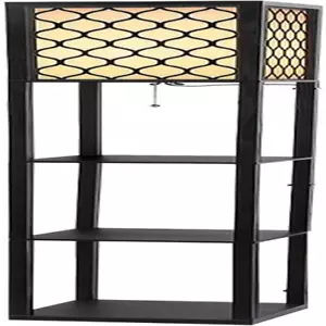 Floor Lamp, Vintage Wood Led Light Lamps Bookshelf Corner Shelf Standing Lights - Picture 1 of 8