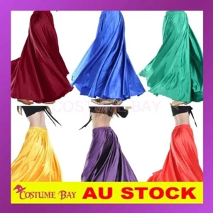 Full Circle Satin Long Skirt Swing Belly Dance Costumes Maxi Tribal Dancewear AU - Picture 1 of 58