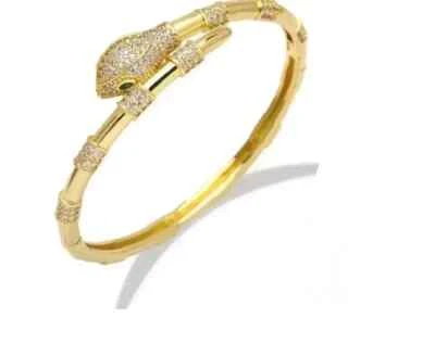 Women Snake Bangle Bracelet 4Ct Round Lab Created Diamond 14K Yellow Gold Plated - Image 1 of 4