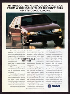 1993 SAAB 9000 CSE Vintage Original Print AD | Red car wet road photo Canada - Picture 1 of 1