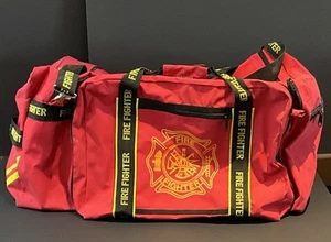 American Firewear Red Canvas Firefighter Fire Gear Bag w Strap & Handle XL - Picture 1 of 9