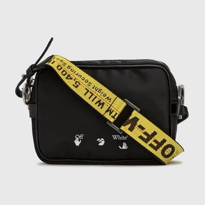 $625 NWT Off-White Black Industrial Nylon Yellow Strap Crossbody Shoulder Bag - Image 1 of 4