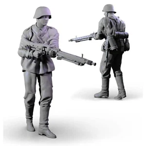 1/18 3D Print Model Kit German Soldier Machine Gunner MG-42 WW2 Unpainted - Picture 1 of 1