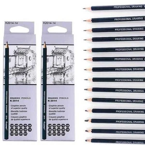 14pcs Sketch Drawing Pencil Set 6h-12b Sketching Art Kit In Carry Case Pro New - Picture 1 of 12