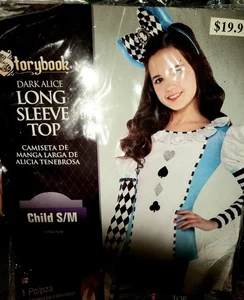 Libro de Cuentos Alicia Oscura Manga Larga Top Halloween Disfraz Niñas Niños Talla Niño S/M - Imagen 1 de 1