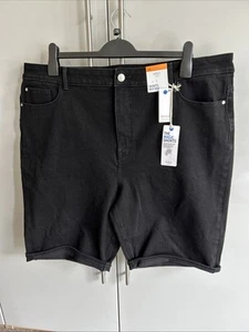 Marks & Spencer The Magic Shorts High Rise Denim Jeans BLACK UK 24 - Picture 1 of 8