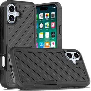 Für iPhone 16 Plus 6,7 Zoll Hülle Dual Layer Stoßfest Gefüttert Cover + Hartglas - Bild 1 von 48