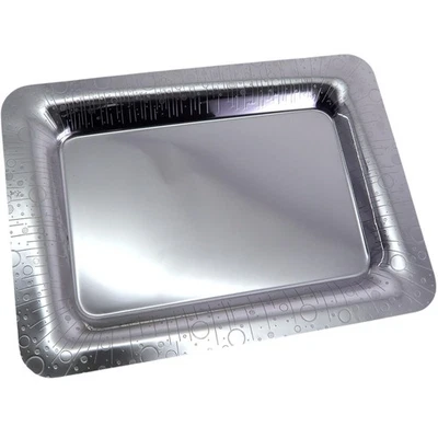 15.7 inch x 11 inch Oblong Stainless Steel Serving Tray Stylish Design Floral... - Image 1 of 4