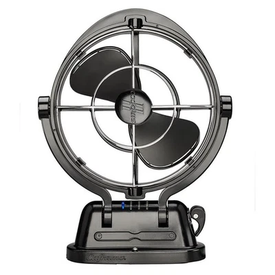 Black Electric Fan 185 Cfm Ultra Quiet 360 Airflow Three Speed Timer 12V 24V - Image 1 of 2