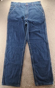 Pantalones de mezclilla Carhartt para hombre 36x36 azul trabajado peto calce carpintero trabajo B13 DST - Imagen 1 de 12