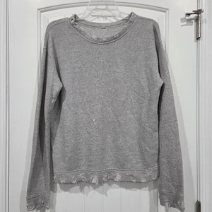 R13 Distressed Raw Hem Sweatshirt grau Rundhals Pullover Grunge Oversized Small - Bild 1 von 8
