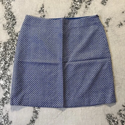 Boden Skirt Womens Size 10R Blue White Geometric Squares Tweed Wool Blend Pencil - Image 1 of 4