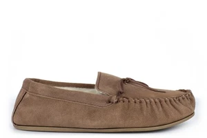 Mens Moccasin Slippers Mens Real Suede Thermal Slippers Wool Mix Extra Large - Picture 1 of 3
