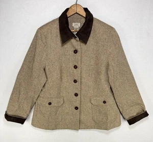 VTG LL Bean Wool Silk Blend Blazer Button Front Padded Shoulder Jacket Size 10 - Picture 1 of 16