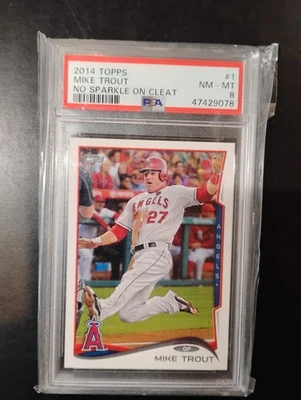 MIKE TROUT 2014 Topps NO SPARKLE ON CLEAT #1 PSA 8 NM-MT - Image 1 of 2