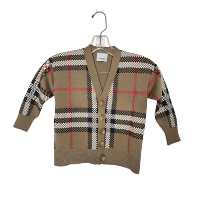 Suéter de lã Burberry Boy's Johnny estampa xadrez novo com etiquetas 3Y autêntico  - Imagem 1 de 4