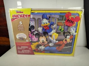 Disney Junior Mickey Mouse 5 Wood Puzzle set New Unopened - Picture 1 of 4