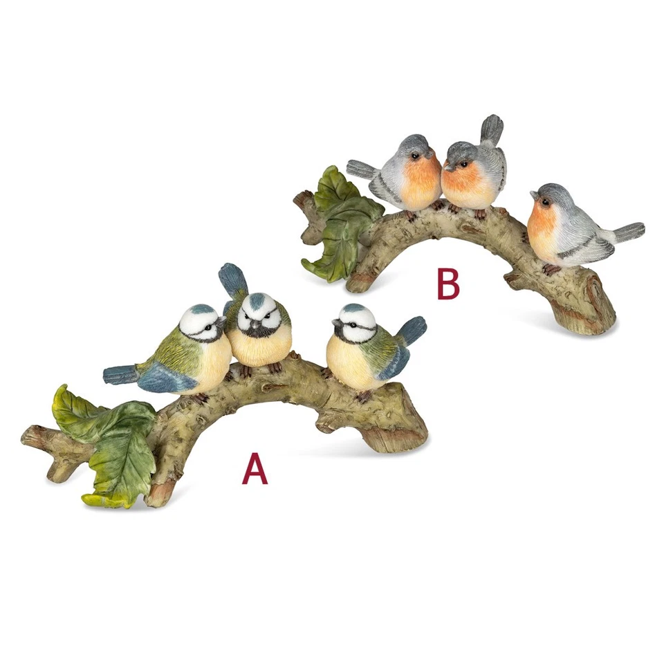 Vögel auf Zweig 16 cm Blaumeise Rotkehlchen handbemalt formano 794413 Dekofigur - Bild 1 von 1