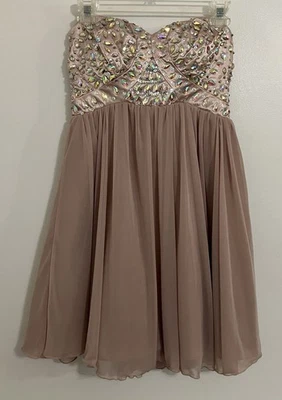 My Michelle Dress Formal Homecoming Knee Length Jeweled Strapless Size 7 - Image 1 of 4
