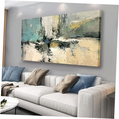 Belmrxne Abstract Canvas Wall Art Colorful Wall Decor 20"x40" White and Black - Image 1 of 4