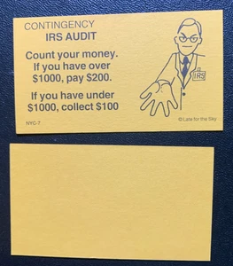 Monopoly NEW YORK IRS AUDIT Contingency Card - Picture 1 of 2