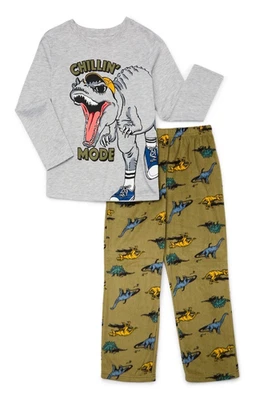 Conjunto de 2 piezas de top y pantalones de manga larga Wonder Nation para niños Dino Chillin nuevo con etiquetas Xs Foto 1 de 4