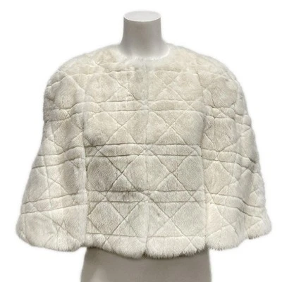 Подлинный DIOR/ChristianDior - 456V75AF037 кремовый норковый мех шелк коза кожа пончо - Изображение 1 из 4