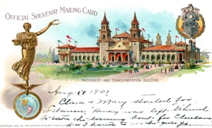 Pan American Exposition 1901 World's Fair Machinery Railroad Building Postcard - Picture 1 of 3