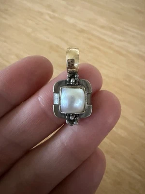 Michael Dawkins Sterling Silver Gold Mother of Pearl Pendant 1” Charm - Image 1 of 4