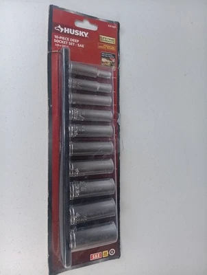 Husky 10 Piece Deep Socket Set - SAE - 3/8 Inch Drive - 6 Point - 634 689 - Image 1 of 4