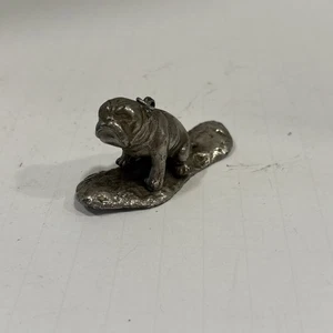 Vintage Zinn Bulldogge Figur auf Sockel - Bild 1 von 10