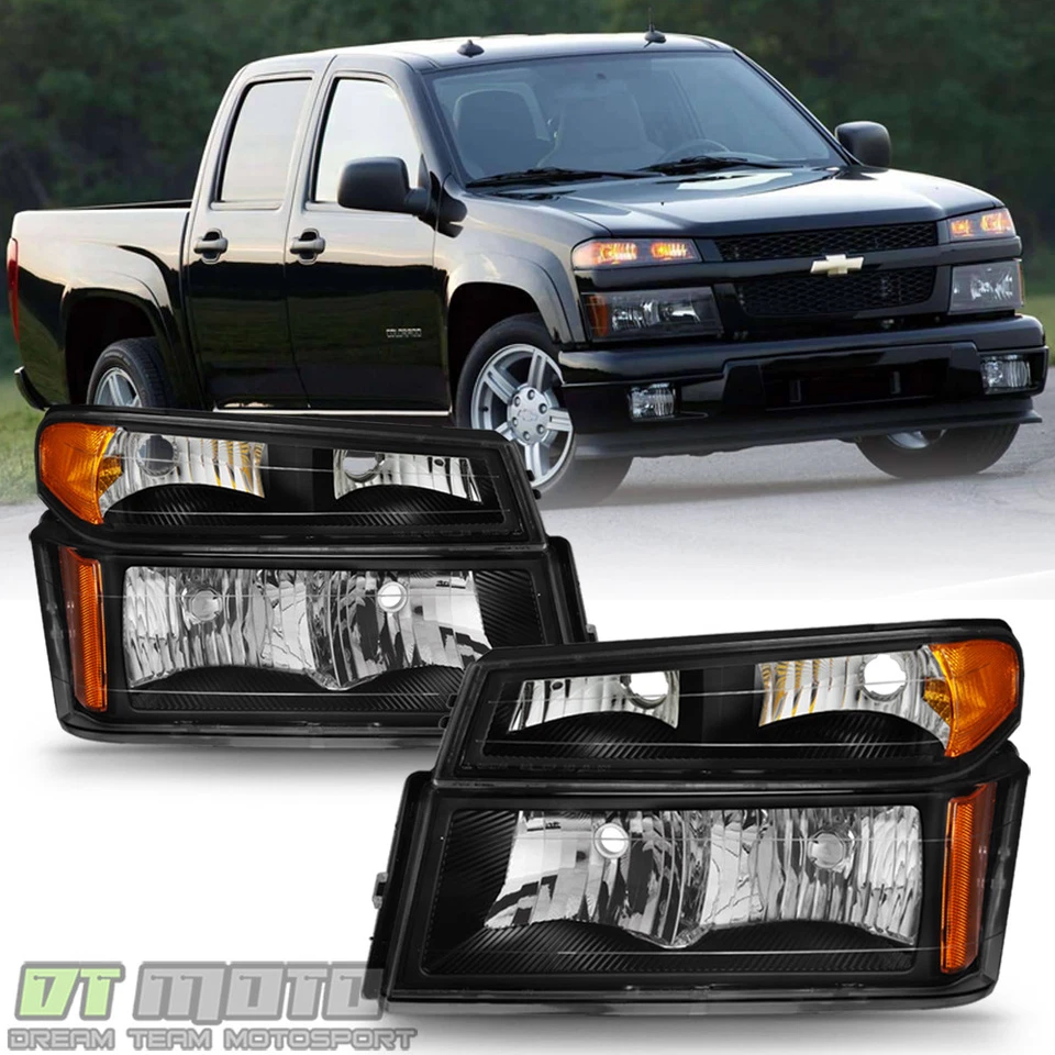 Blk [4PC] 2004-2012 Chevy Colorado Canyon Headlights Corner Lights Parking Lamps - Image 1 of 4